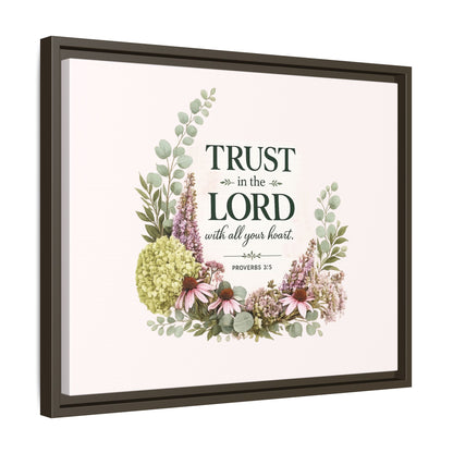 Trust in the Lord with All Your Heart | Proverbs 3:5–6 Christian Framed Canvas Wall Art | Modern Farmhouse Floral Scripture Print | Faith Home Decor | Inspirational Christian Gift