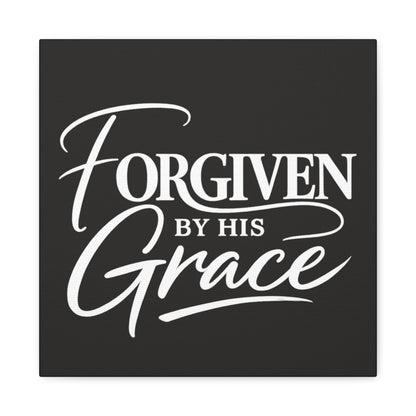 Title Forgiven by His Grace | Christian Wall Art | Modern Bible Verse Canvas | Faith-Based Home Decor