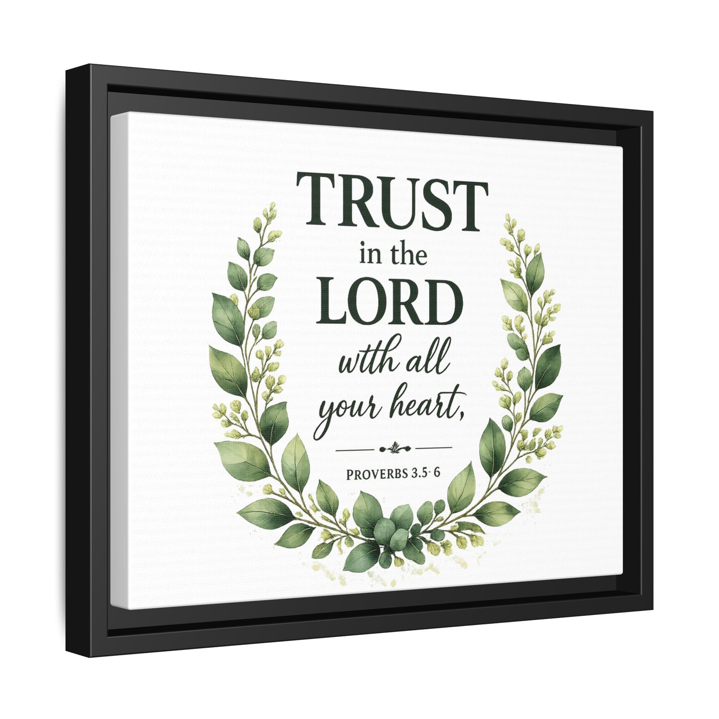 Framed Canvas Print — “Trust in the Lord with All Your Heart” Bible Verse Wall Art