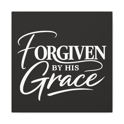 Title Forgiven by His Grace | Christian Wall Art | Modern Bible Verse Canvas | Faith-Based Home Decor