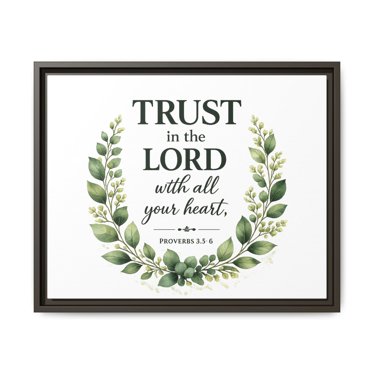 Framed Canvas Print — “Trust in the Lord with All Your Heart” Bible Verse Wall Art