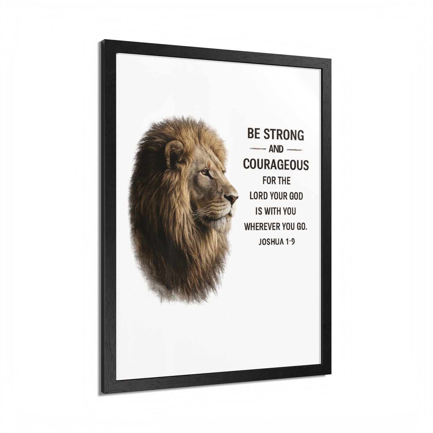 Be Strong & Courageous Lion Wall Art | Joshua 1:9 Christian Printable | Bible Verse Wall Decor | 5x7 Faith Print