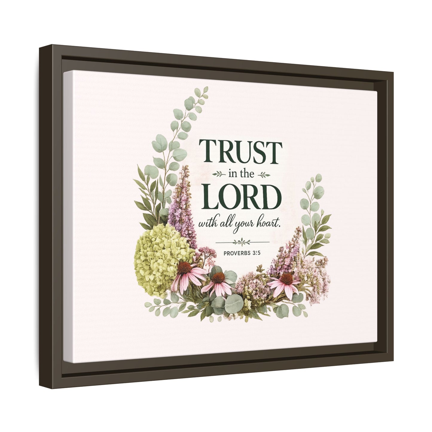 Trust in the Lord with All Your Heart | Proverbs 3:5–6 Christian Framed Canvas Wall Art | Modern Farmhouse Floral Scripture Print | Faith Home Decor | Inspirational Christian Gift