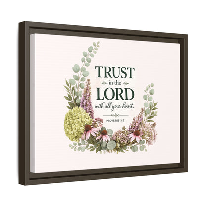 Trust in the Lord with All Your Heart | Proverbs 3:5–6 Christian Framed Canvas Wall Art | Modern Farmhouse Floral Scripture Print | Faith Home Decor | Inspirational Christian Gift