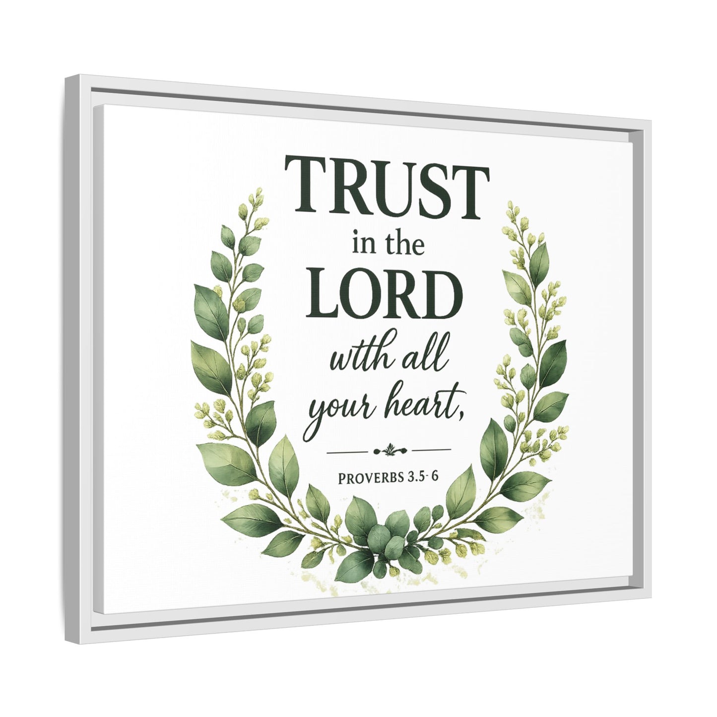 Framed Canvas Print — “Trust in the Lord with All Your Heart” Bible Verse Wall Art