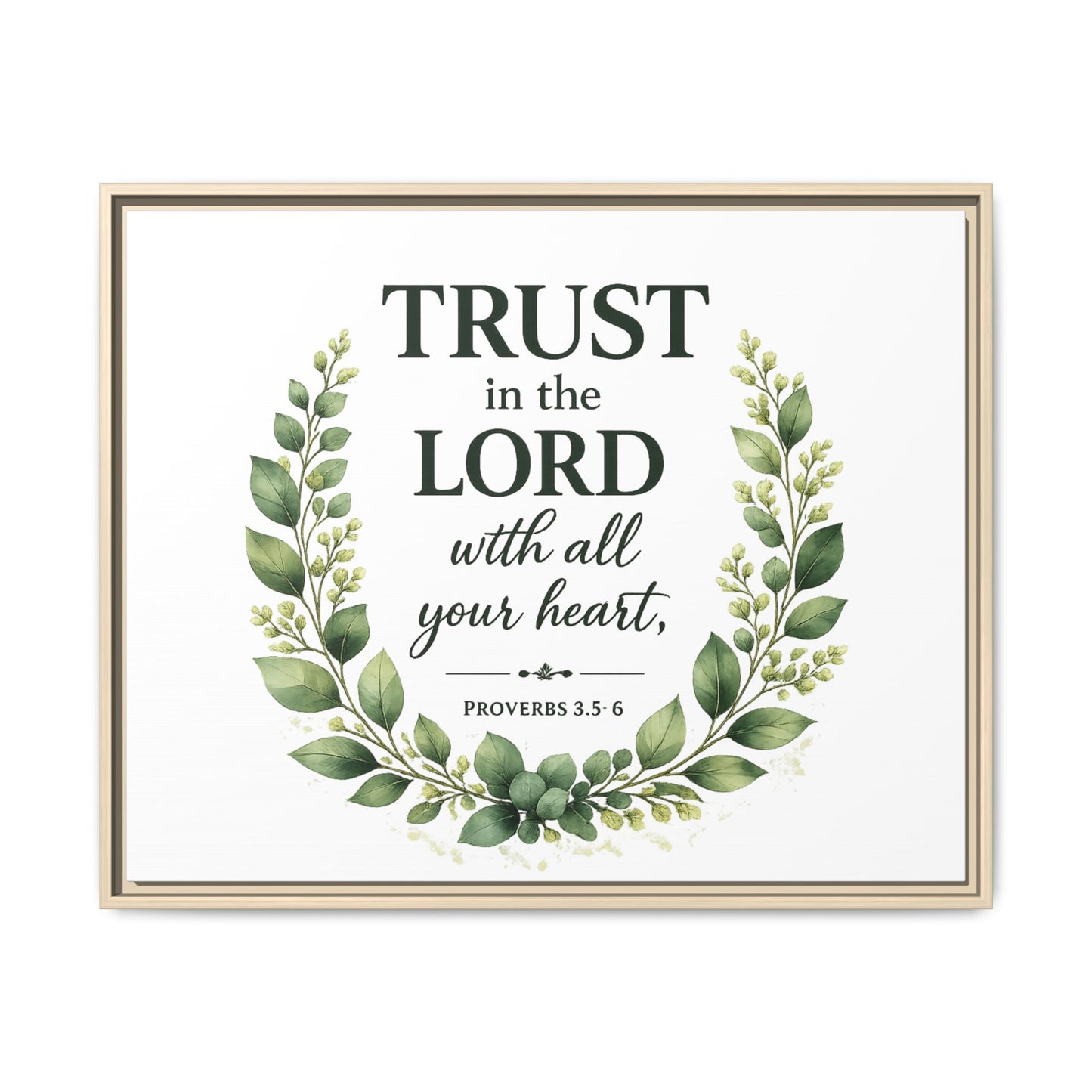 Framed Canvas Print — “Trust in the Lord with All Your Heart” Bible Verse Wall Art