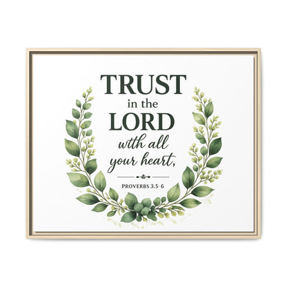 Framed Canvas Print — “Trust in the Lord with All Your Heart” Bible Verse Wall Art