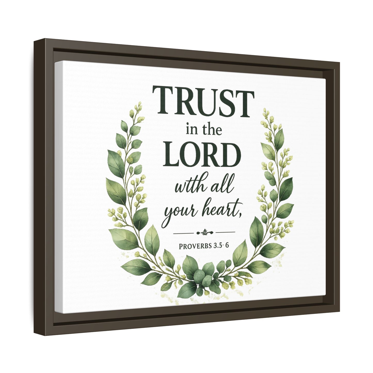 Framed Canvas Print — “Trust in the Lord with All Your Heart” Bible Verse Wall Art