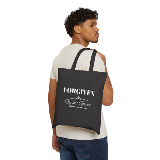 Forgiven Cotton Tote Bag — Inspirational Scripture Canvas Market Tote