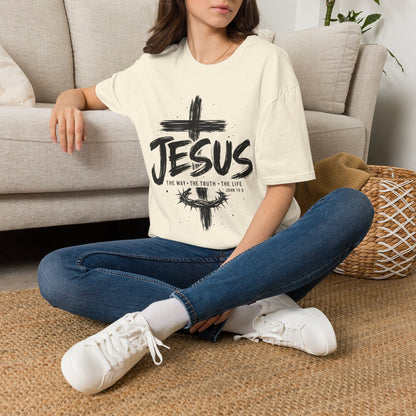 Jesus Cross T-Shirt | The Way The Truth The Life | John 14:6 Christian Graphic Tee | Faith-Based Unisex Shirt | Inspirational Gift for Men & Women