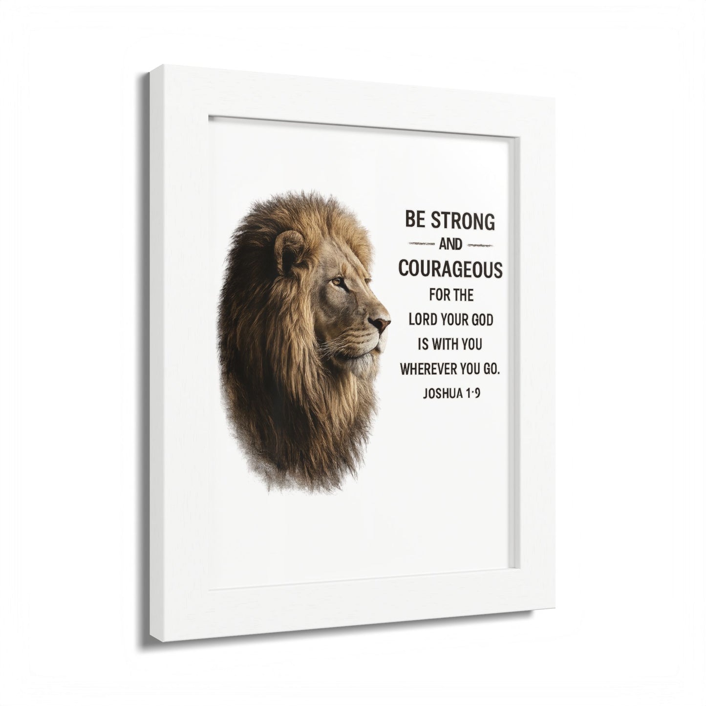Be Strong & Courageous Lion Wall Art | Joshua 1:9 Christian Printable | Bible Verse Wall Decor | 5x7 Faith Print