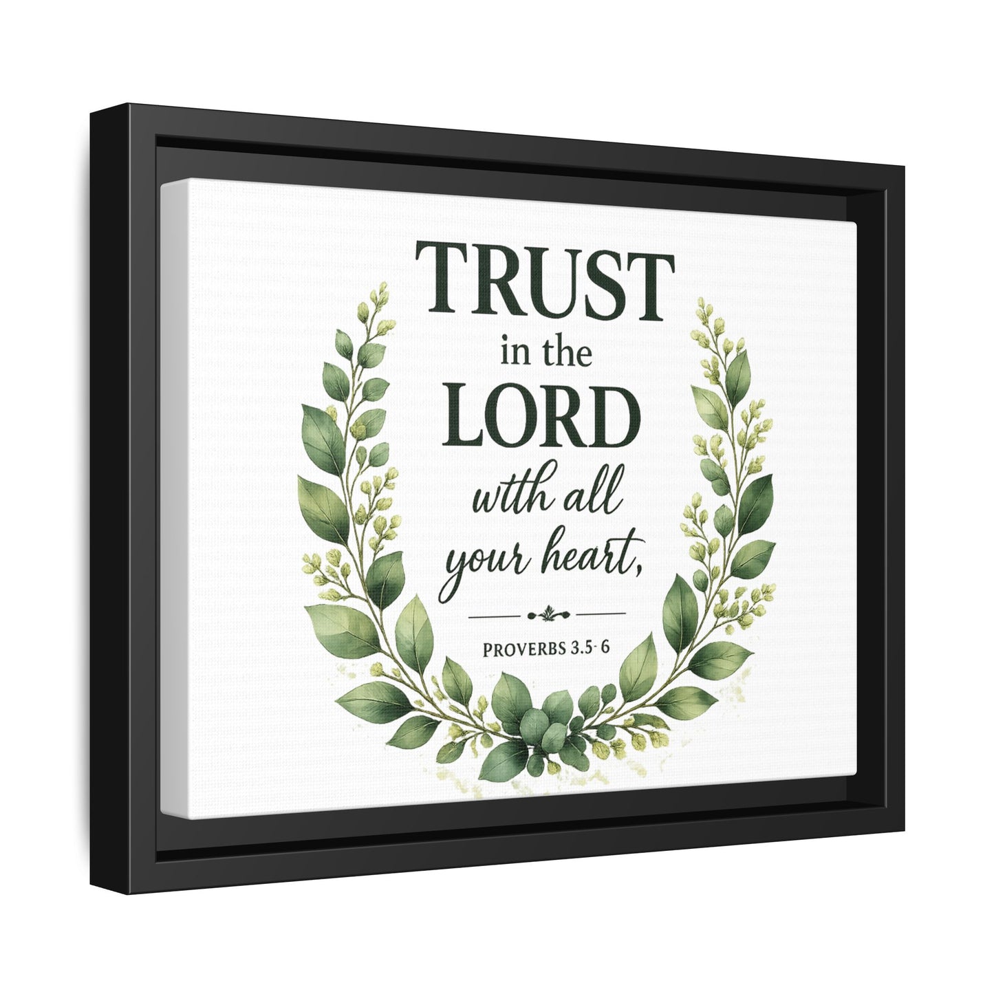 Framed Canvas Print — “Trust in the Lord with All Your Heart” Bible Verse Wall Art