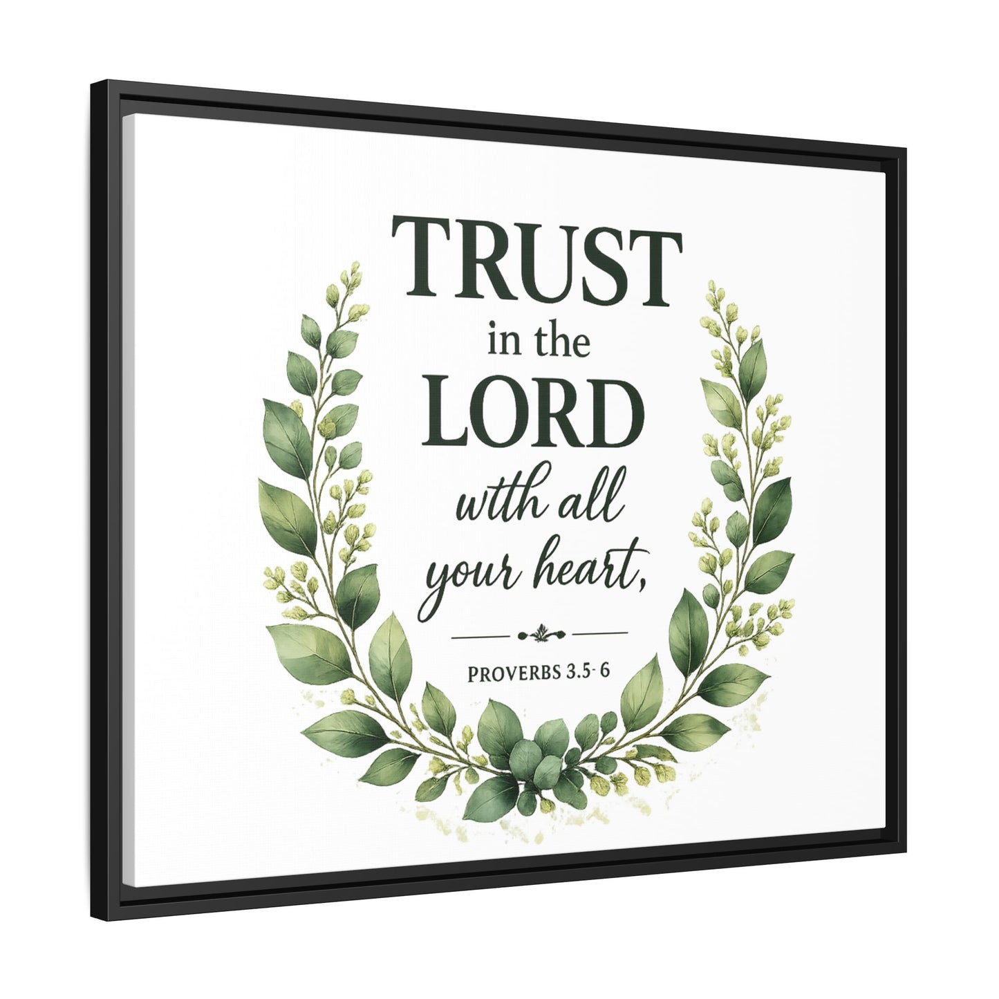 Framed Canvas Print — “Trust in the Lord with All Your Heart” Bible Verse Wall Art