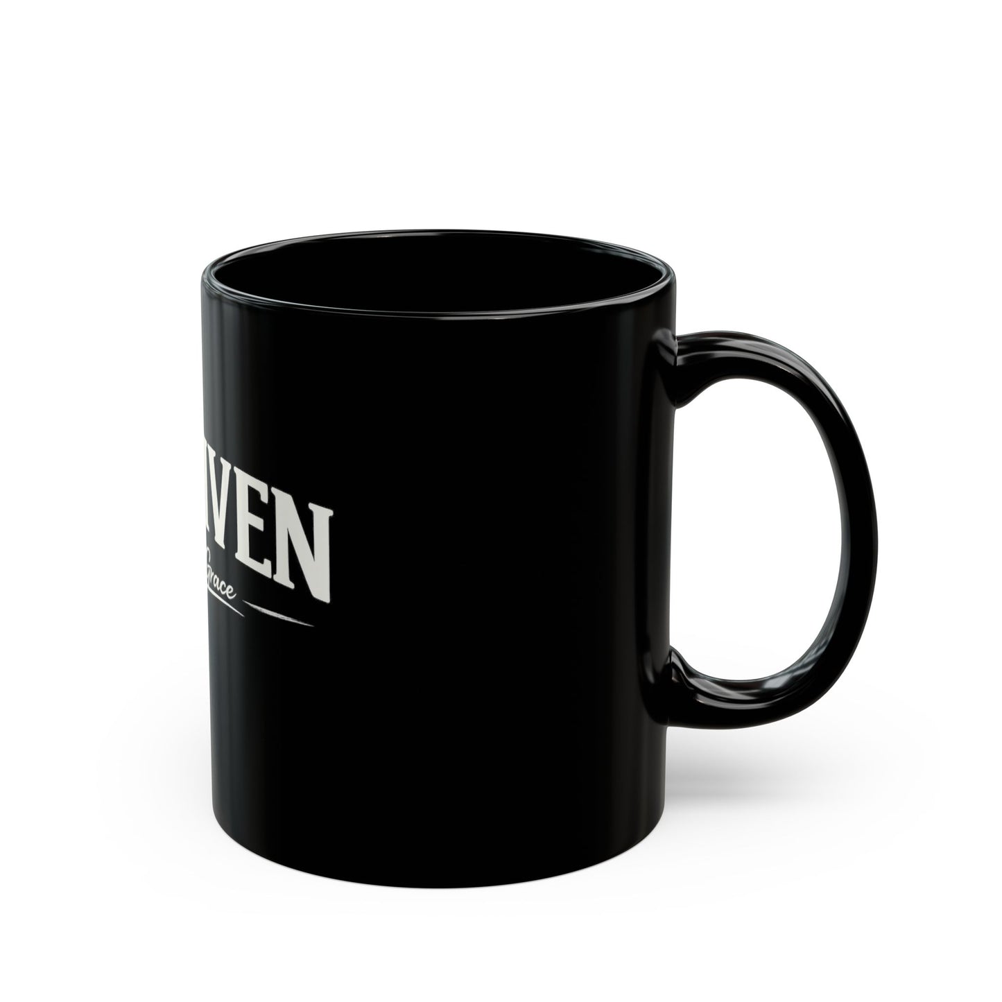 Forgiven By His Grace Black Christian Mug