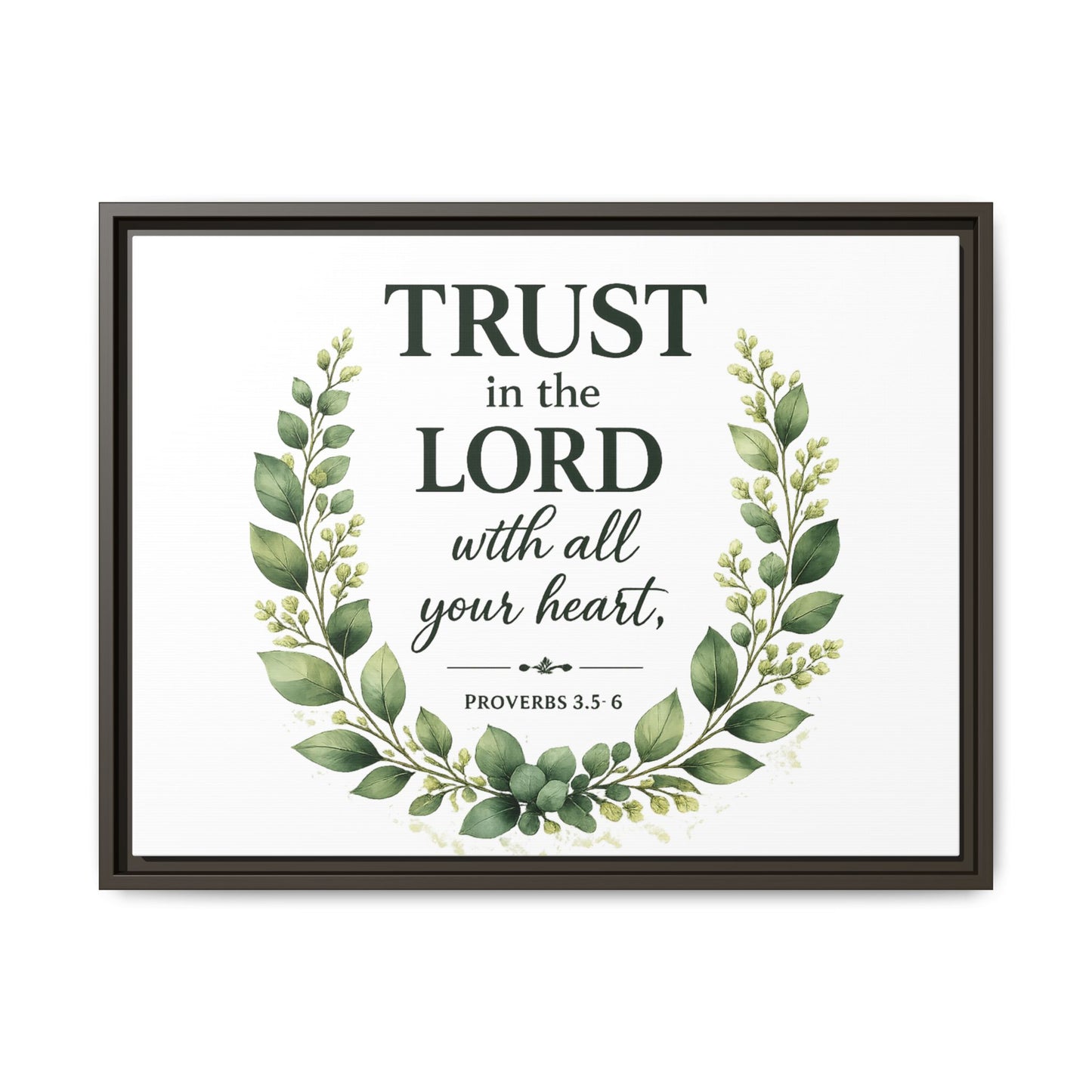 Framed Canvas Print — “Trust in the Lord with All Your Heart” Bible Verse Wall Art