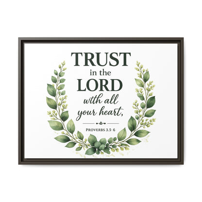 Framed Canvas Print — “Trust in the Lord with All Your Heart” Bible Verse Wall Art