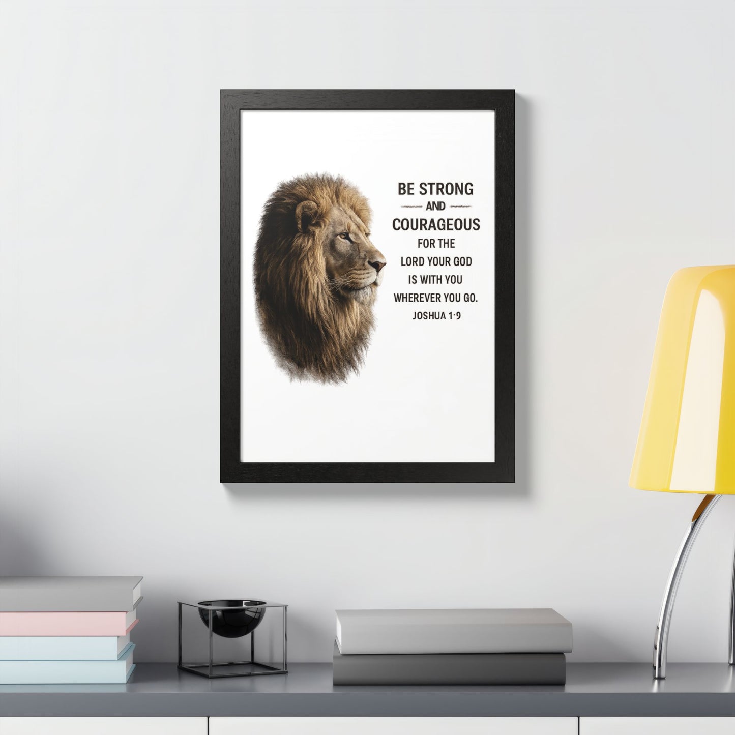 Be Strong & Courageous Lion Wall Art | Joshua 1:9 Christian Printable | Bible Verse Wall Decor | 5x7 Faith Print