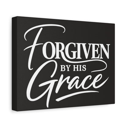 Title Forgiven by His Grace | Christian Wall Art | Modern Bible Verse Canvas | Faith-Based Home Decor