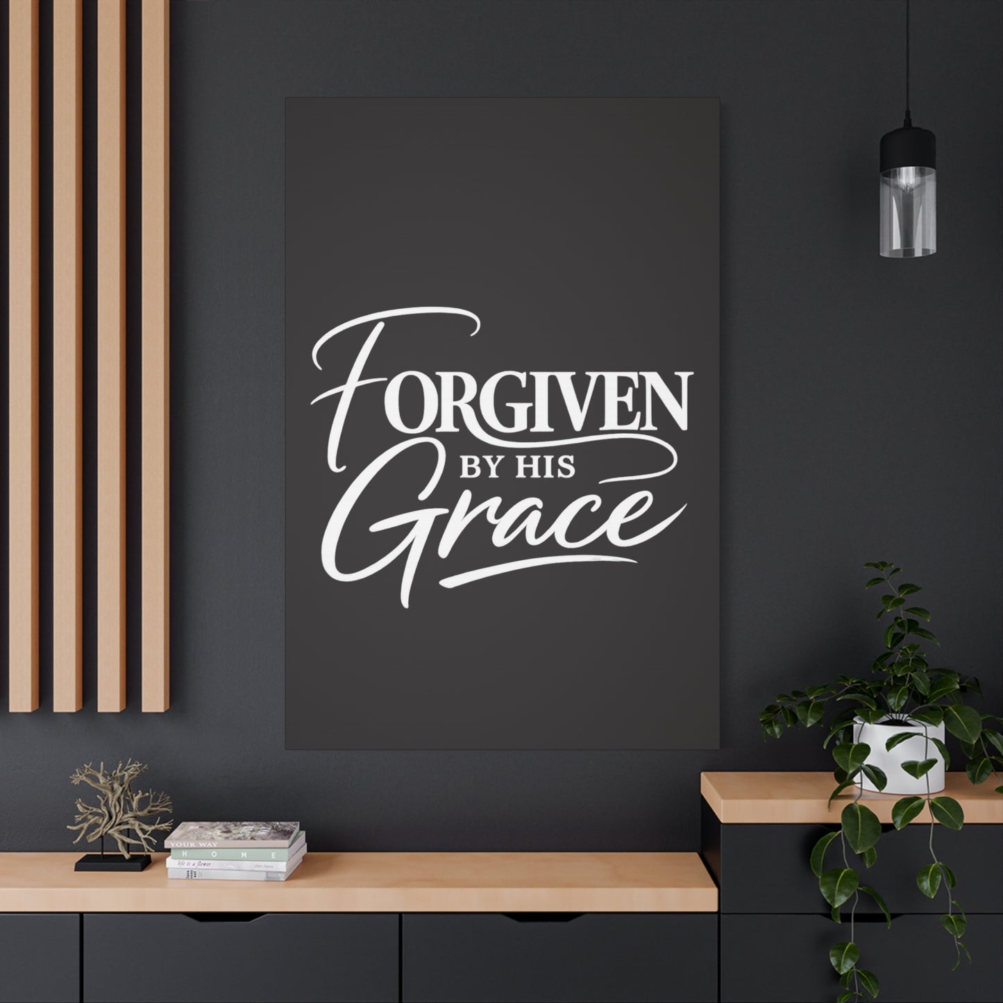 Title Forgiven by His Grace | Christian Wall Art | Modern Bible Verse Canvas | Faith-Based Home Decor