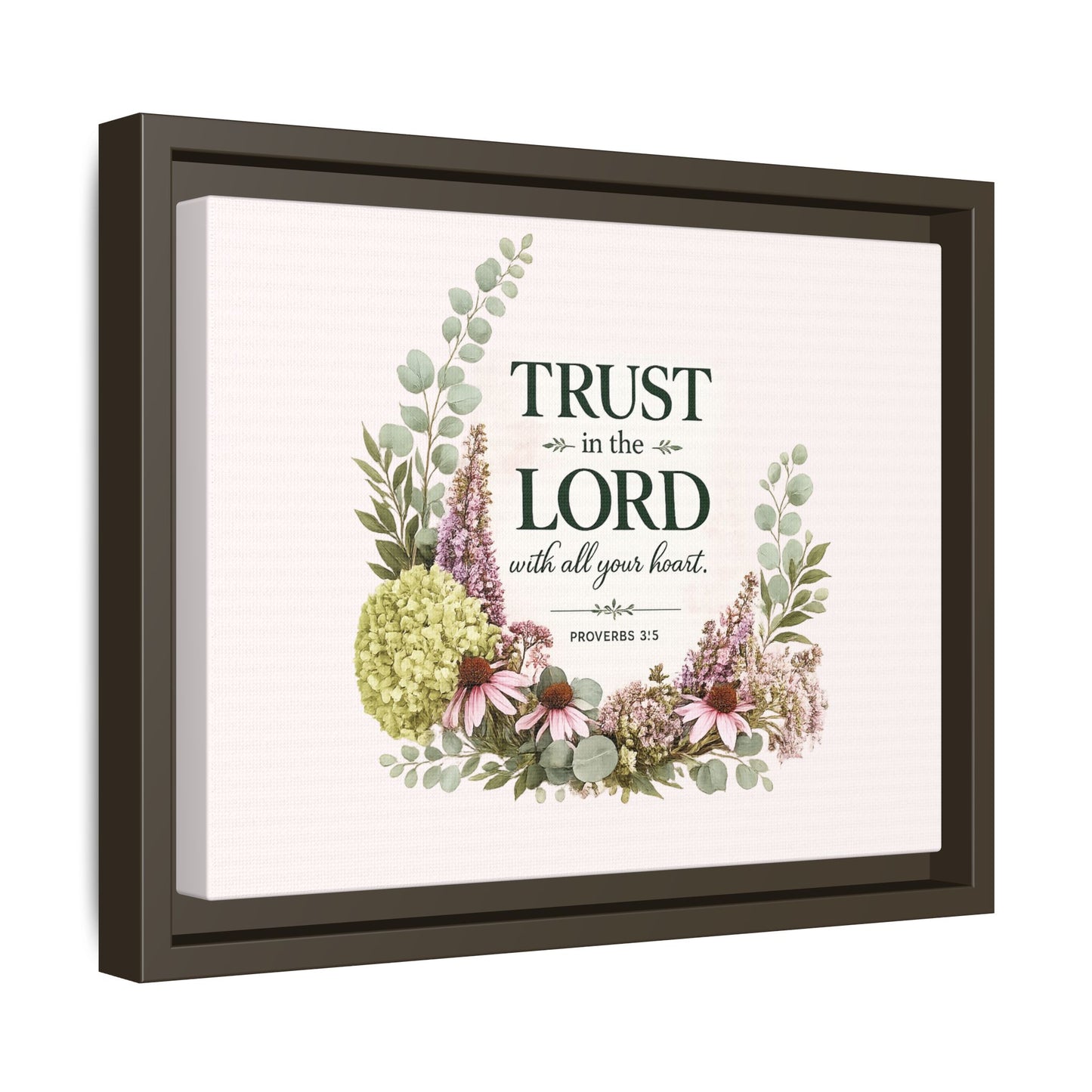 Trust in the Lord with All Your Heart | Proverbs 3:5–6 Christian Framed Canvas Wall Art | Modern Farmhouse Floral Scripture Print | Faith Home Decor | Inspirational Christian Gift