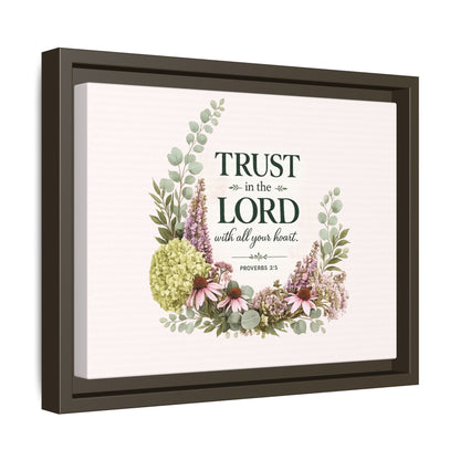 Trust in the Lord with All Your Heart | Proverbs 3:5–6 Christian Framed Canvas Wall Art | Modern Farmhouse Floral Scripture Print | Faith Home Decor | Inspirational Christian Gift