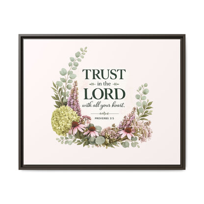 Trust in the Lord with All Your Heart | Proverbs 3:5–6 Christian Framed Canvas Wall Art | Modern Farmhouse Floral Scripture Print | Faith Home Decor | Inspirational Christian Gift