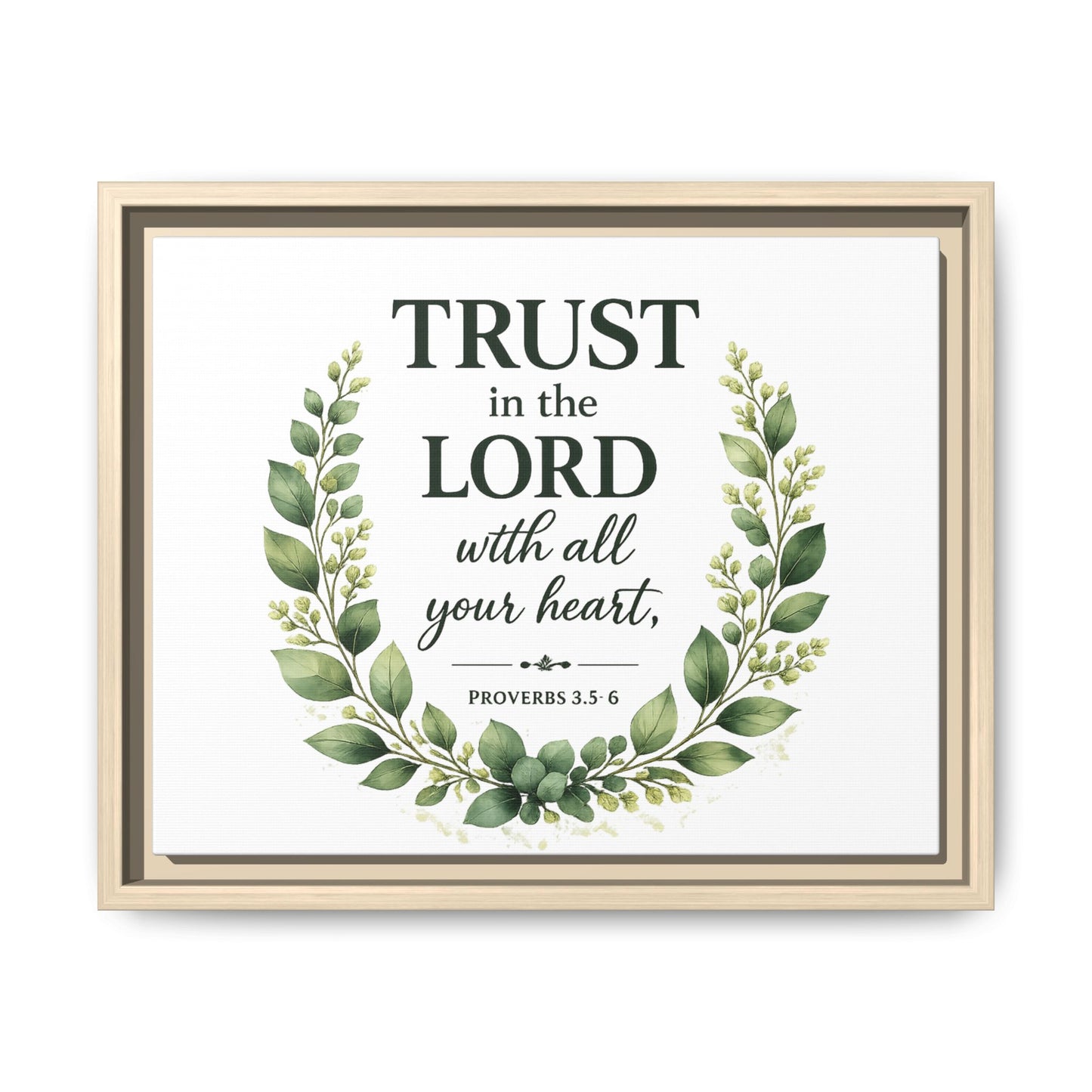 Framed Canvas Print — “Trust in the Lord with All Your Heart” Bible Verse Wall Art