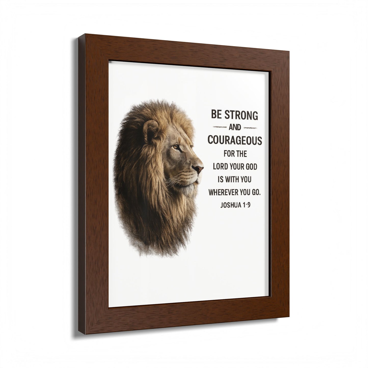Be Strong & Courageous Lion Wall Art | Joshua 1:9 Christian Printable | Bible Verse Wall Decor | 5x7 Faith Print