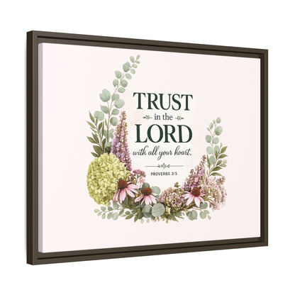 Trust in the Lord with All Your Heart | Proverbs 3:5–6 Christian Framed Canvas Wall Art | Modern Farmhouse Floral Scripture Print | Faith Home Decor | Inspirational Christian Gift