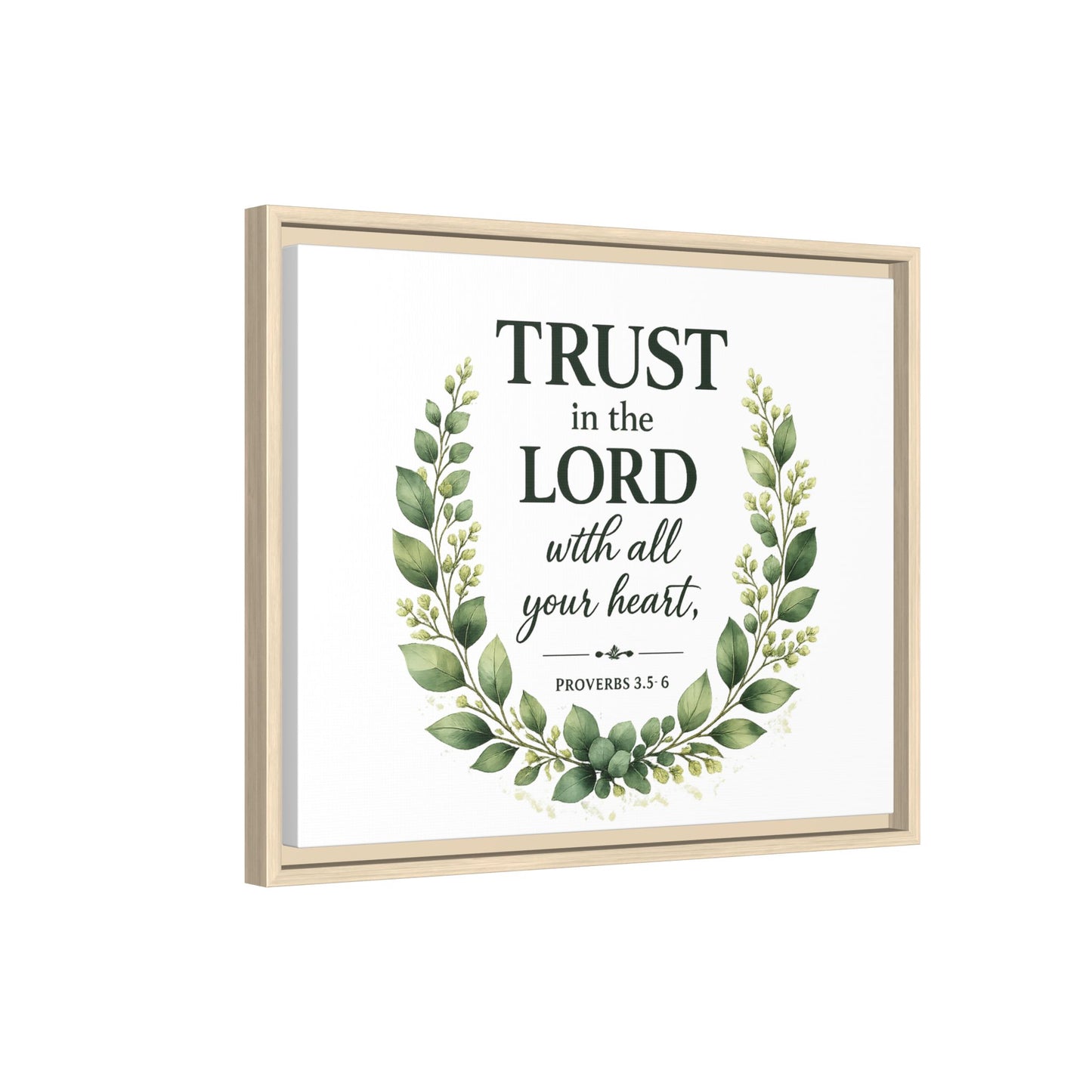 Framed Canvas Print — “Trust in the Lord with All Your Heart” Bible Verse Wall Art