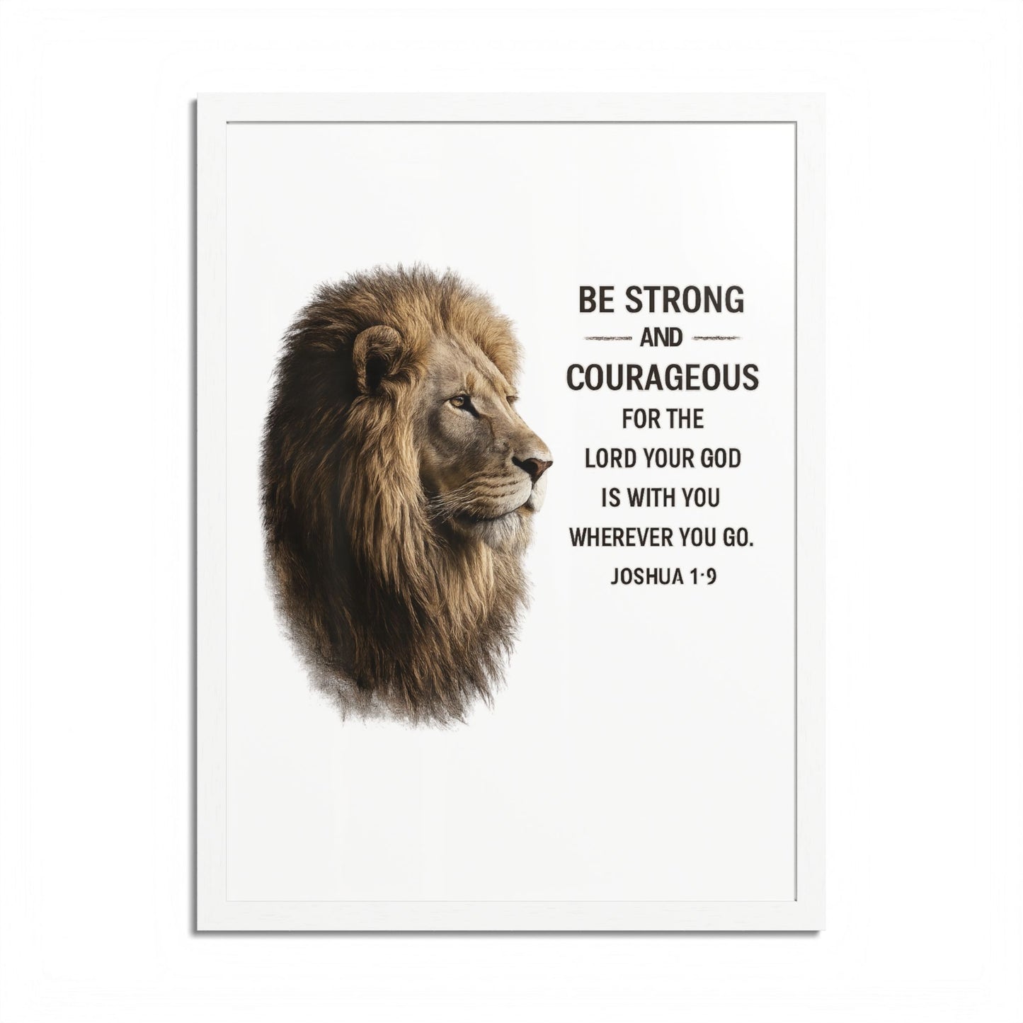 Be Strong & Courageous Lion Wall Art | Joshua 1:9 Christian Printable | Bible Verse Wall Decor | 5x7 Faith Print