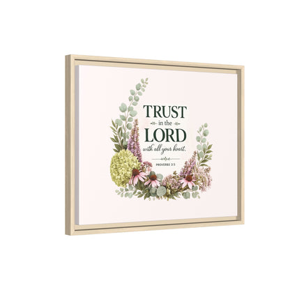 Trust in the Lord with All Your Heart | Proverbs 3:5–6 Christian Framed Canvas Wall Art | Modern Farmhouse Floral Scripture Print | Faith Home Decor | Inspirational Christian Gift