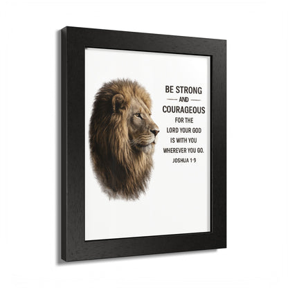 Be Strong & Courageous Lion Wall Art | Joshua 1:9 Christian Printable | Bible Verse Wall Decor | 5x7 Faith Print