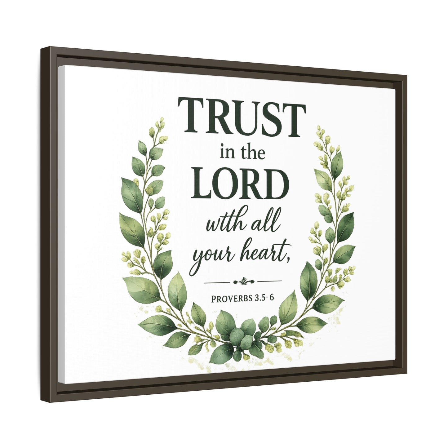 Framed Canvas Print — “Trust in the Lord with All Your Heart” Bible Verse Wall Art