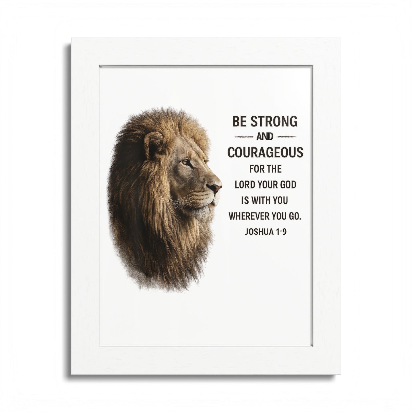 Be Strong & Courageous Lion Wall Art | Joshua 1:9 Christian Printable | Bible Verse Wall Decor | 5x7 Faith Print