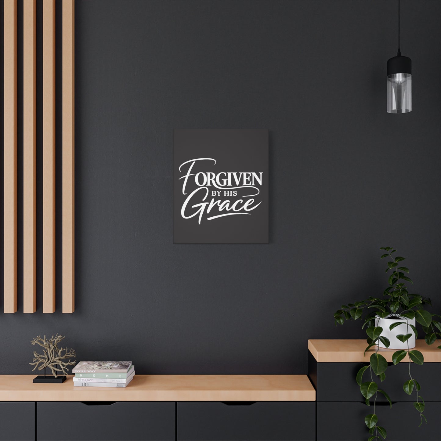 Title Forgiven by His Grace | Christian Wall Art | Modern Bible Verse Canvas | Faith-Based Home Decor