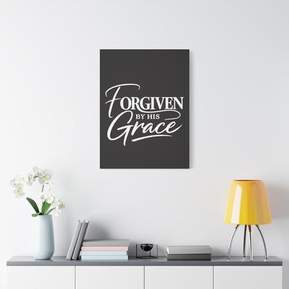 Title Forgiven by His Grace | Christian Wall Art | Modern Bible Verse Canvas | Faith-Based Home Decor