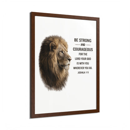 Be Strong & Courageous Lion Wall Art | Joshua 1:9 Christian Printable | Bible Verse Wall Decor | 5x7 Faith Print