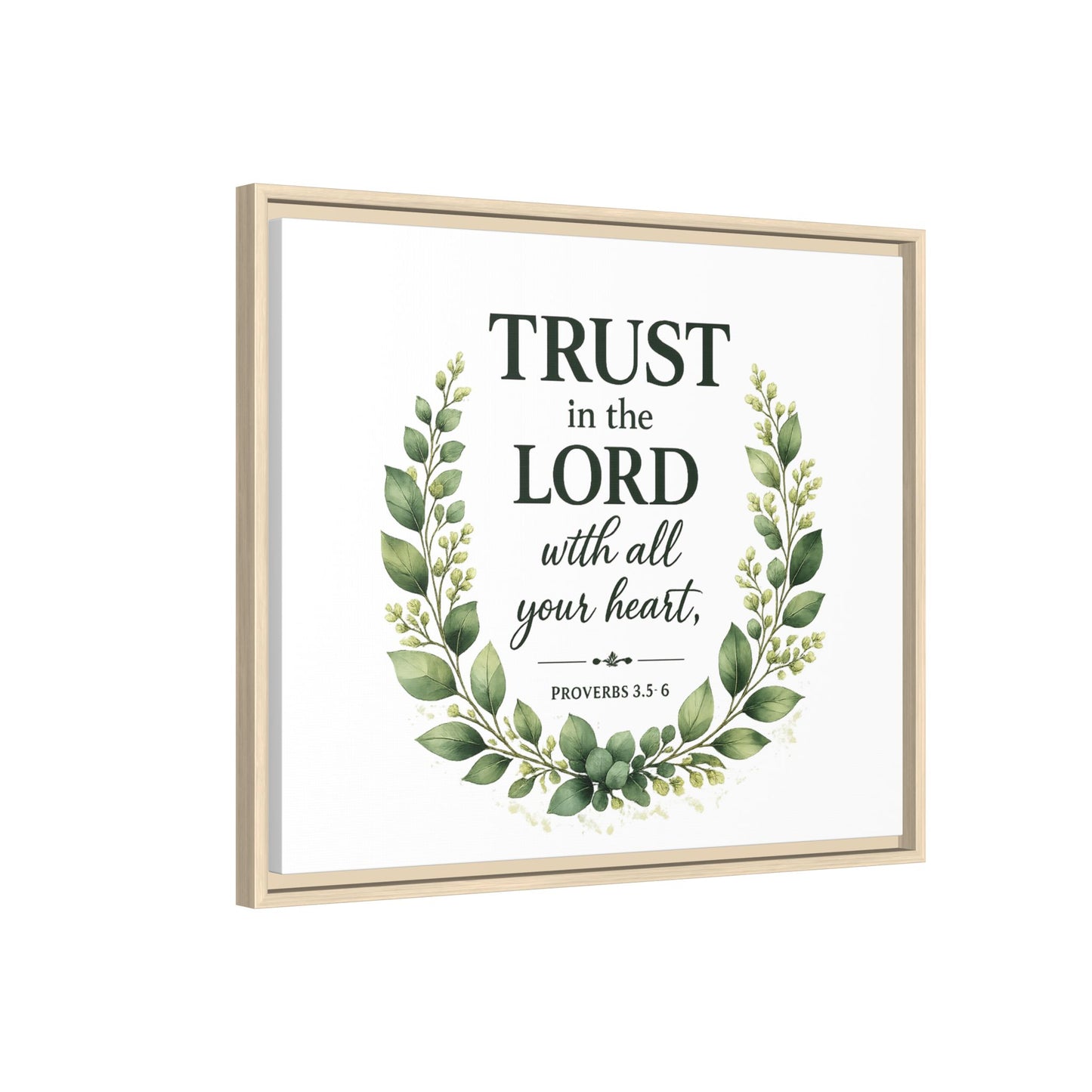 Framed Canvas Print — “Trust in the Lord with All Your Heart” Bible Verse Wall Art