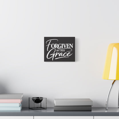 Title Forgiven by His Grace | Christian Wall Art | Modern Bible Verse Canvas | Faith-Based Home Decor