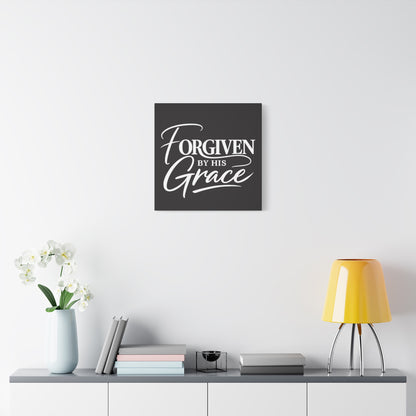 Title Forgiven by His Grace | Christian Wall Art | Modern Bible Verse Canvas | Faith-Based Home Decor