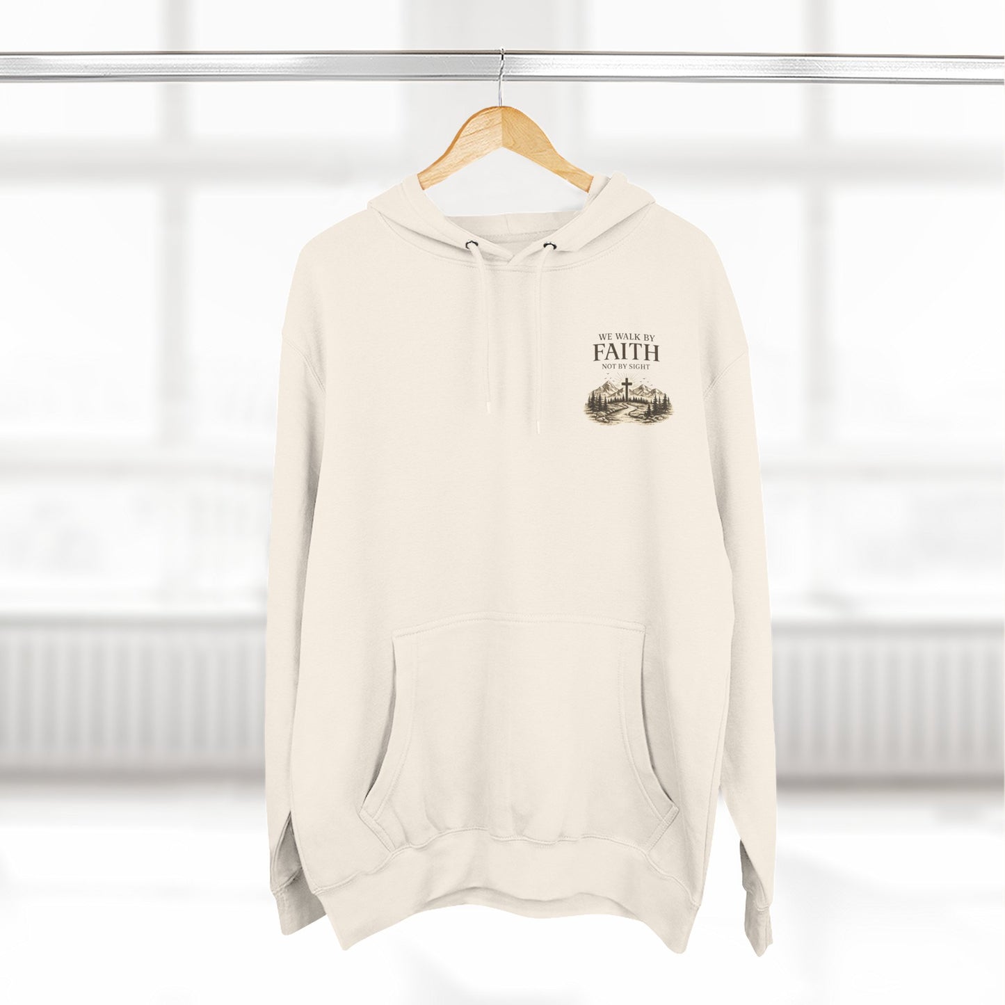 Walk By Faith Not By Sight Hoodie – Christian Mountain Faith Hoodie – 2  Corinthians 5:7 Pullover Sweatshirt