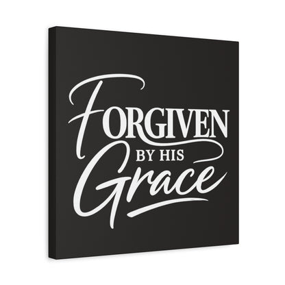 Title Forgiven by His Grace | Christian Wall Art | Modern Bible Verse Canvas | Faith-Based Home Decor