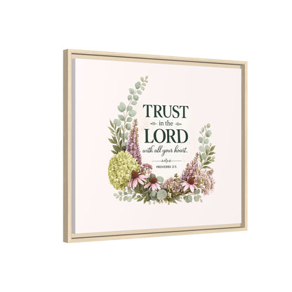 Trust in the Lord with All Your Heart | Proverbs 3:5–6 Christian Framed Canvas Wall Art | Modern Farmhouse Floral Scripture Print | Faith Home Decor | Inspirational Christian Gift