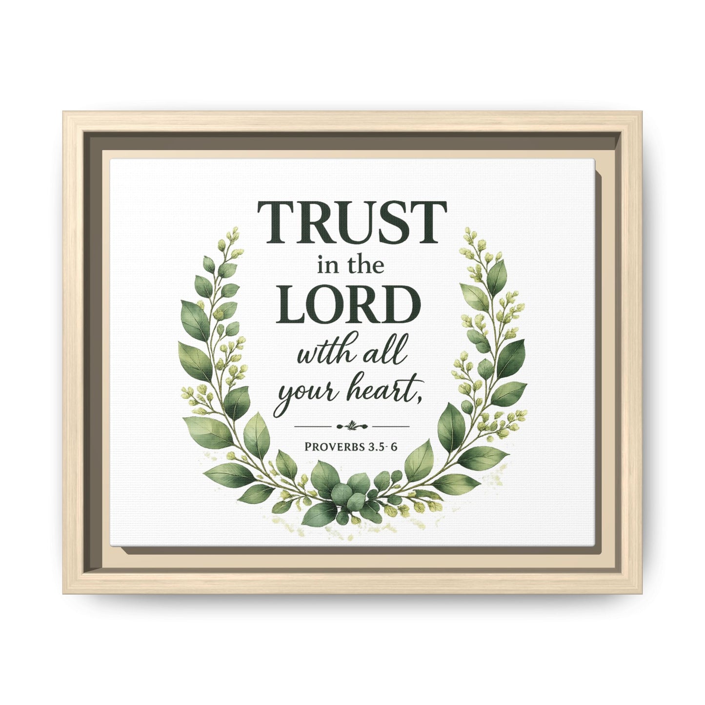 Framed Canvas Print — “Trust in the Lord with All Your Heart” Bible Verse Wall Art