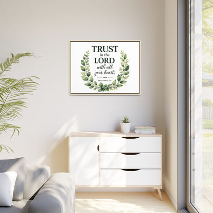 Framed Canvas Print — “Trust in the Lord with All Your Heart” Bible Verse Wall Art