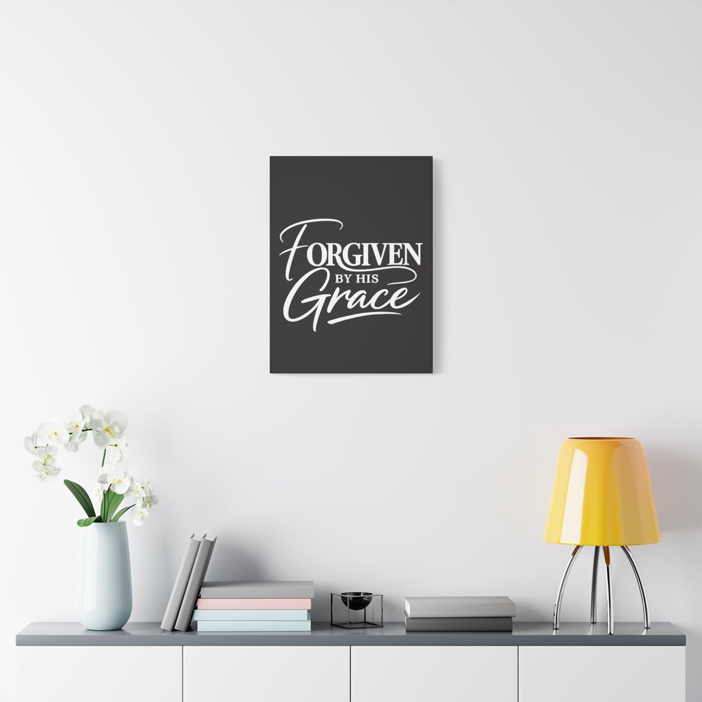Title Forgiven by His Grace | Christian Wall Art | Modern Bible Verse Canvas | Faith-Based Home Decor